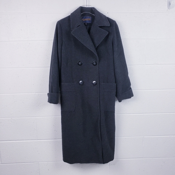Pendleton Double Breasted Trench Coat Silk Wool Women's Size‎ 10 Preppy Academia